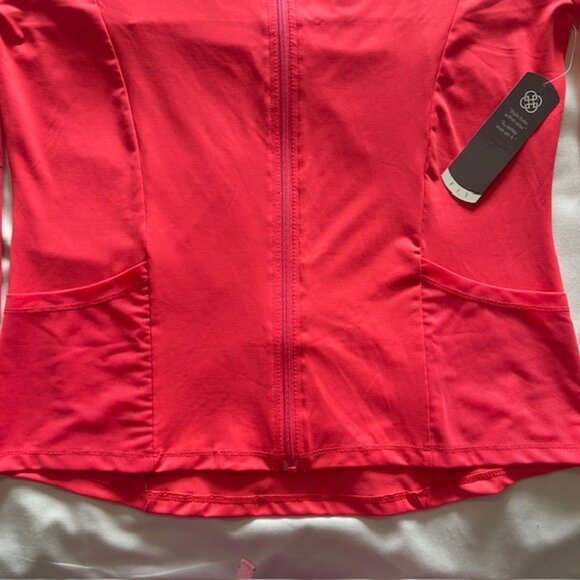 daisy fuentes Ladies Fit Athletic Top Large Full Zip Sheer Shoulders Back NWT - Picture 2 of 11